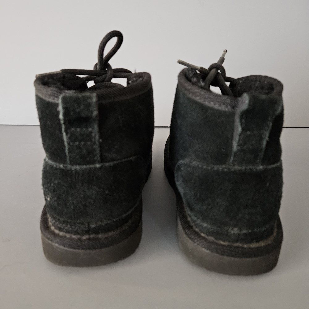 UGG Kids Neumel II Black Chukka Boots US 2 Toddler Suede Shearling Lace Up - Picture 4 of 12